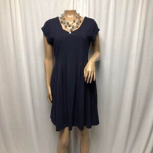 Larry Levine Fit and Flare Dress Womens Size Small Navy Cap Sleeves Office Party